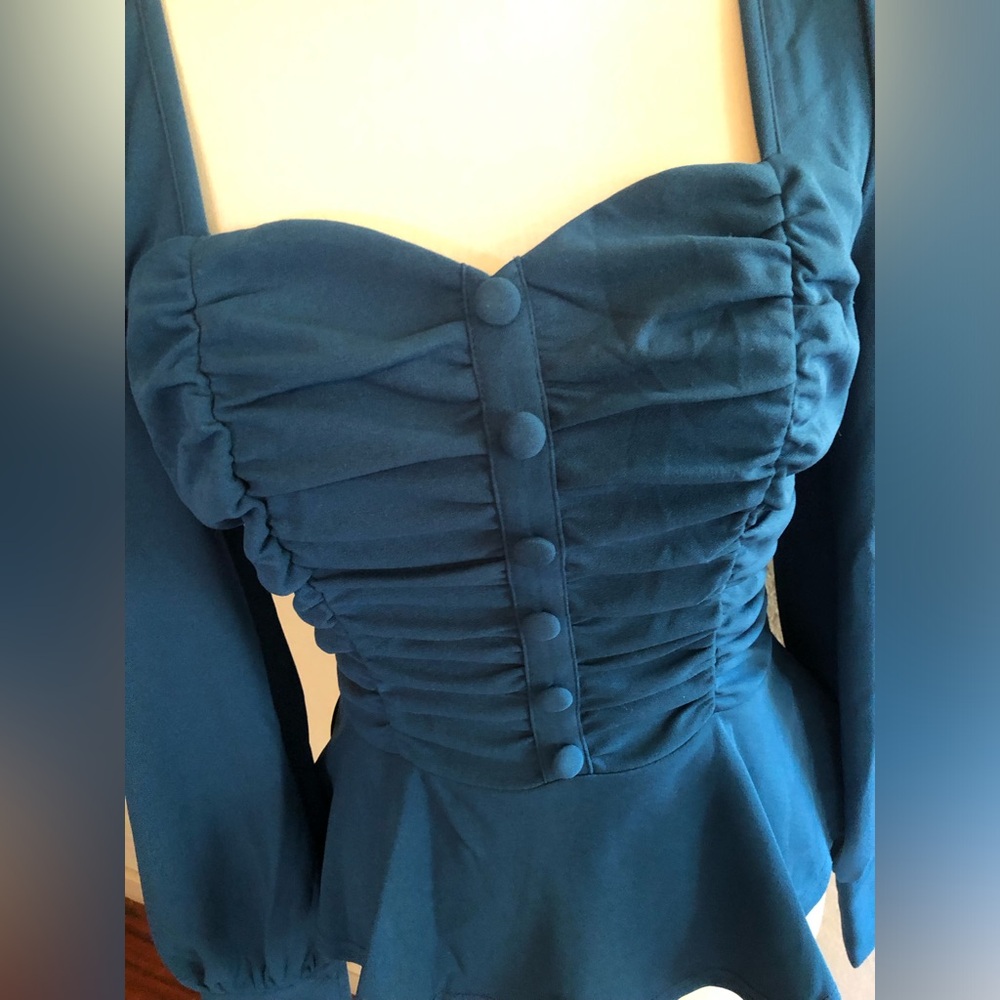 Belle Poque retro ruched peplum top blouse - Picture 3 of 9